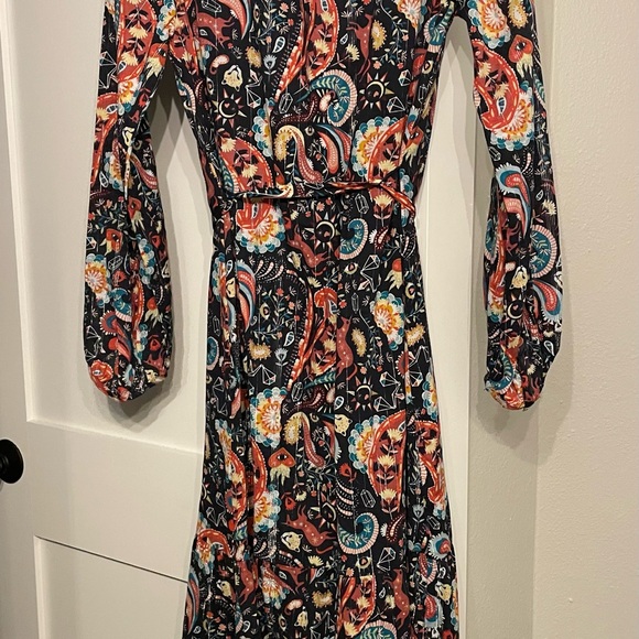 LOFT Bohemian Paisley Long Sleeve Dress NWOT - XS - Picture 3 of 6